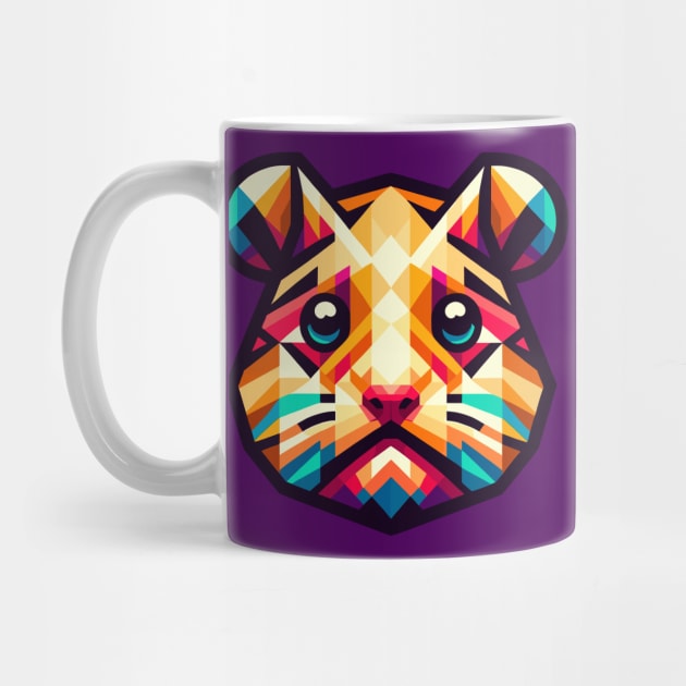 Geometric Hamster Portrait: Colorful Polygon Art by AmandaOlsenDesigns